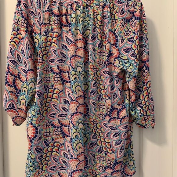 Pappagallo V-Neck Blouse 3/4 Sleeves with Ties Size Medium - Picture 4 of 7